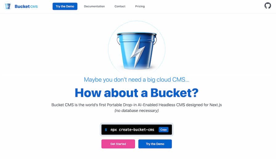 Bucket CMS Homepage
