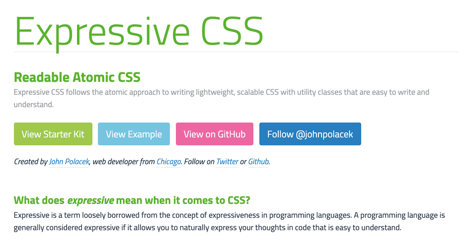 Expressive CSS Project Page Screenshot
