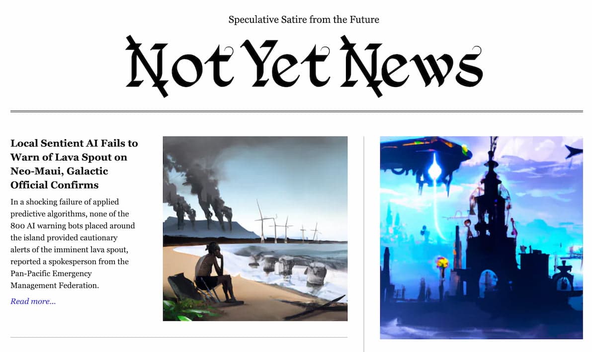 Not Yet News, Speculative Satire from the Future