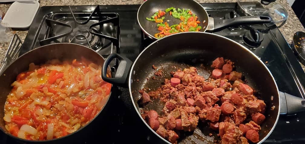 Cooking Pique Macho on the stove top