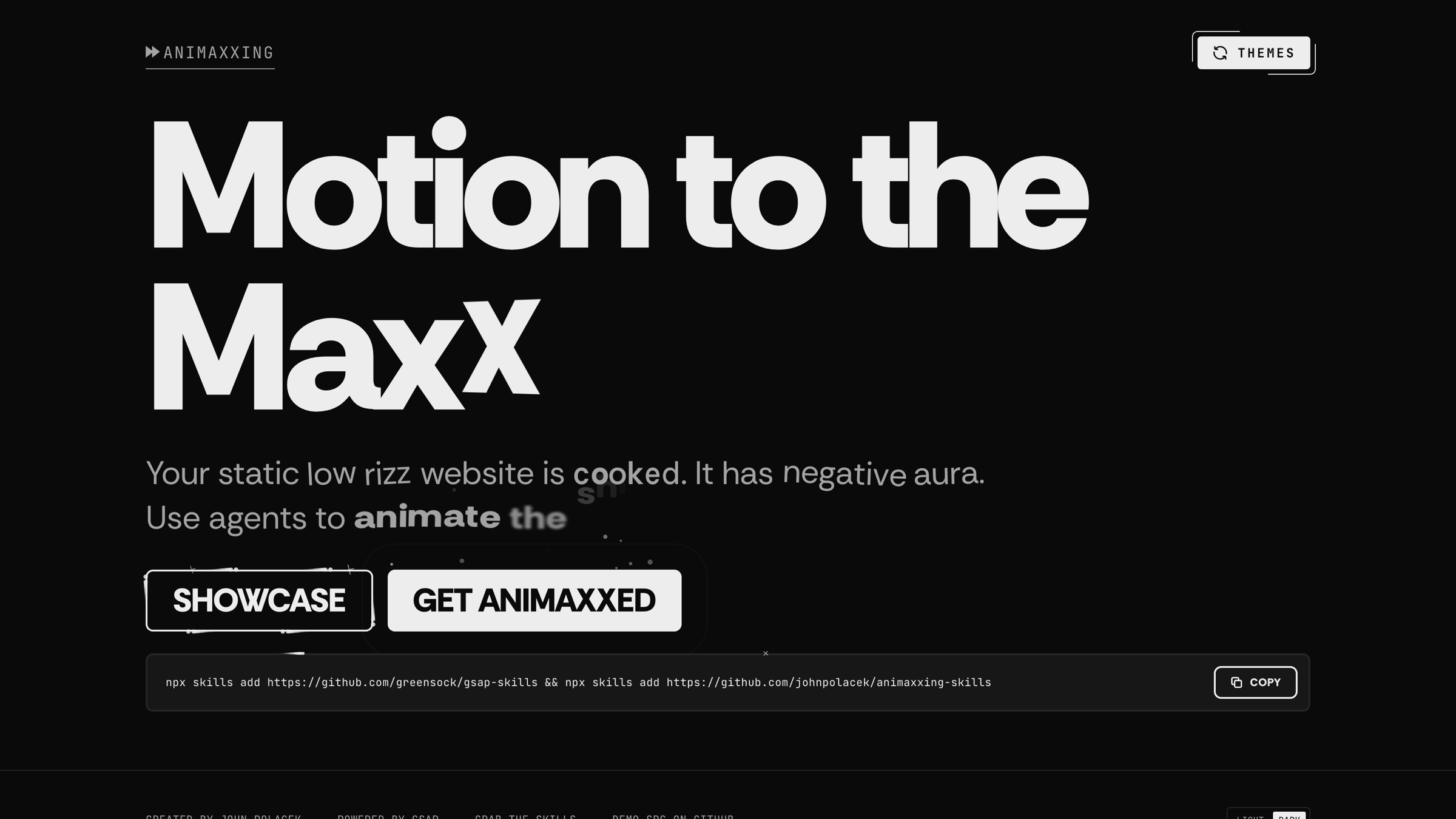 The Animaxxing homepage, Motion to the Maxx